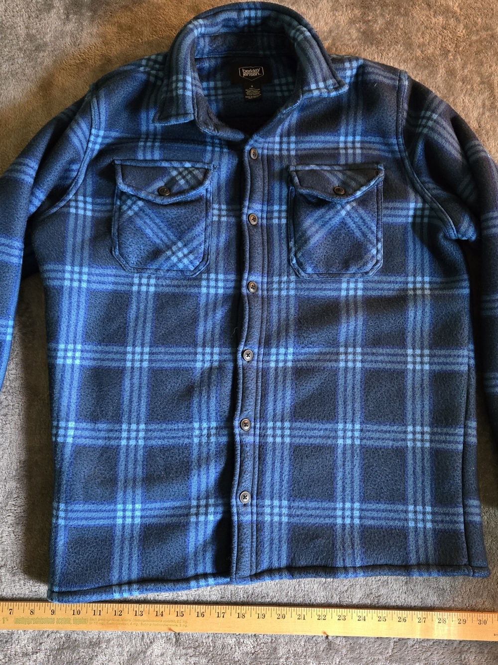 Men's Blue Plaid Fleece Shacket - Classic Button-Up